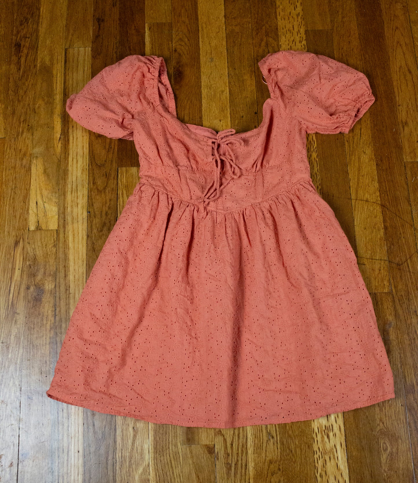 Peach Puff Sleeve Dress